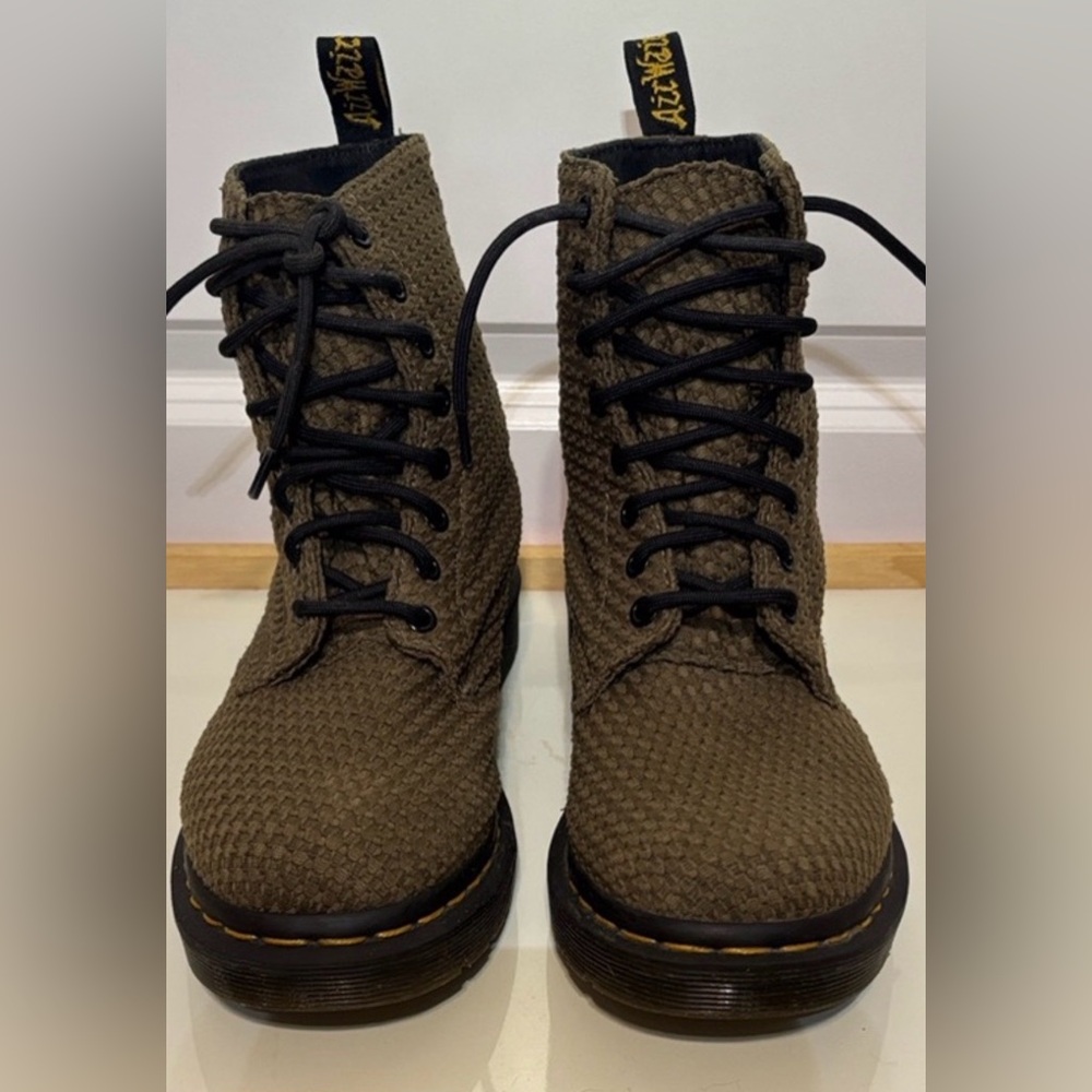 Dr. Martens Olive Green Fabric Lace-Up Combat Boots EUC